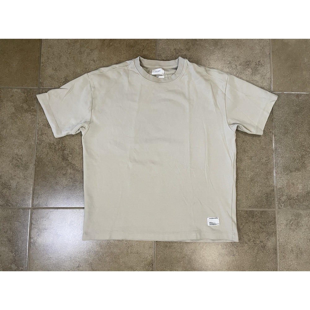 Public Supply Beige Solid Men's Sz M Crew Neck Short Sleeve Oversized T-Shirt